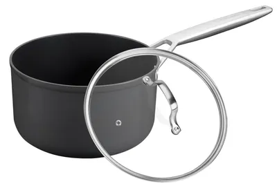 Image de Casserole Kochtopf de 16 cm, 1,5 litre, avec couvercle, de couleur grise, compatible induction, résistante aux rayures et antiadhésive