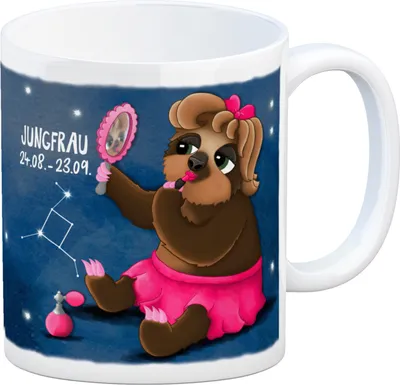 Produktbild von Kaffeebecher mit Faultier Sternzeichen Jungfrau Motiv Becher Tasse