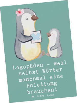 Produktbild von Mr. & Mrs. Panda Postkarte Logopädin Helden - Meeresbrise - Geschenk, Geschenke mit Herz, Postkarten, Ansichtskarten, Sprache, Beruf, Einfühlungsvermögen, Fotokarte