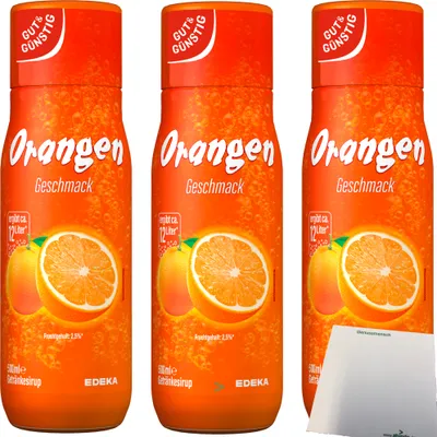 Produktbild von Gut & Günstig Orange Getränkesirup (3x500ml Flasche) 3er Pack + usy Block