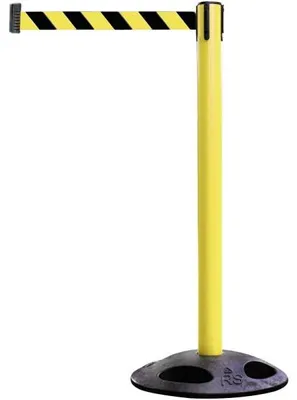 Produktbild von Gurt-Absperrpfosten GLA 25 gelb, Kunststoff, 1000 mm Höhe, Gurt 4 m gelb/schwarz