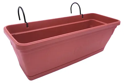 Produktbild von Balkonkasten terrakotta 50cm mit Halterung Blumenkasten Pflanzkasten Pflanztopf