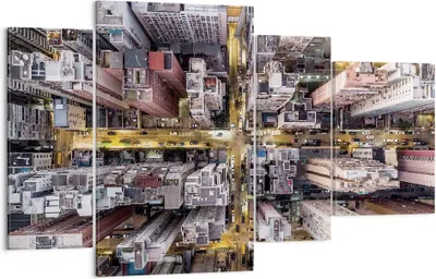 Produktbild von Bild auf Leinwand - Leinwandbild - 4 Teile - Metropole Luftaufnahmen Straße - 120x70cm - Wand Bild - Wanddeko - Wandbilder - Leinwanddruck - Bilder - Wanddekoration - Leinwand bilder - DL120x70-4507