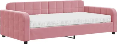 Image de vidaXL Lit de jour avec matelas rose 100x200 cm velours