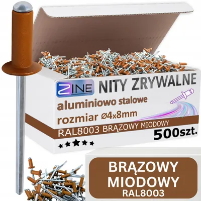 Obrázek produktu pro Slepé nýty ZINE 4x8mm medově hnědá RAL 8003 500 ks