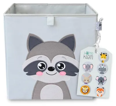 Image de Boîte de rangement pour enfants 33 x 33 x 33 cm - Caisse à jouets pliable avec motif animalier - Organisateur pour étagère Kallax - Boîte de rangement pour jouets, livres et peluches dans la chambre d'enfant -