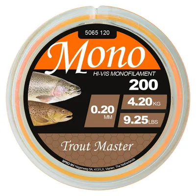 Produktbild von Trout Master Hi-Vis Mono Orange - 200m Forellenschnur, Durchmesser/Tragkraft:0.12mm / 1.5KG