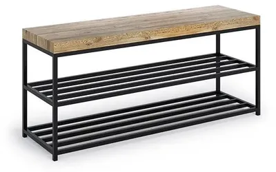 Produktbild von Eichenbank „Gina“ 80 x 30 cm, Schuhregal aus Holz (2 cm) für den Flur