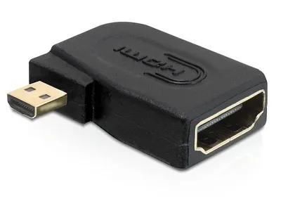 Produktbild von Delock High Speed HDMI with Ethernet - HDMI-Adapter - 19 pin micro HDMI Type D männlich zu HDMI weiblich - 90° Stecker