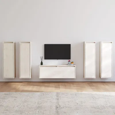 Produktbild von vidaXL TV-Schränke 5 Stk. Weiß Massivholz Kiefer