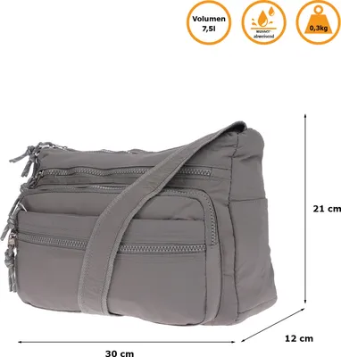 Produktbild von Große Damen Tasche Schultertasche Umhängetasche Henkeltasche Nylon Optik Bag Grau