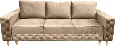 Produktbild von Ares Meble Sofa Mit Schlaffunktion KOMO - Sofa 3-Sitzer, Schlafsofa Mit Bettkasten, Samt Sofa, 240x98 cm - Beine aus Sonoma - Beige