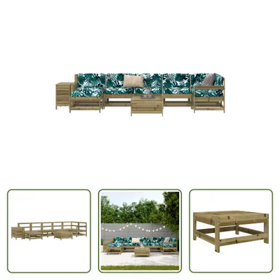 Produktbild von The Living Store 9-tlg. Garten-Sofagarnitur Kiefernholz Imprägniert