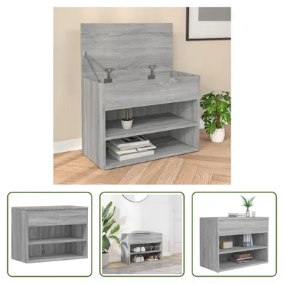 Image de The Living Store Banc à chaussures Gris Sonoma 60x30x45 cm Bois composite
