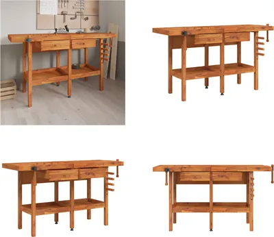 Produktbild von vidaXL Werkbank mit Schubladen Schraubstöcken 162x62x83 cm Akazienholz - Werkbank - Werkbänke - Arbeitstisch - Arbeitsstation