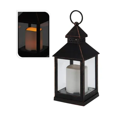 Produktbild von LED-Kerzenlaterne Bronze Schwarz 10,5x10,5x23cm Gewicht 350g 3 AAA-Batterien Nicht Inklusive