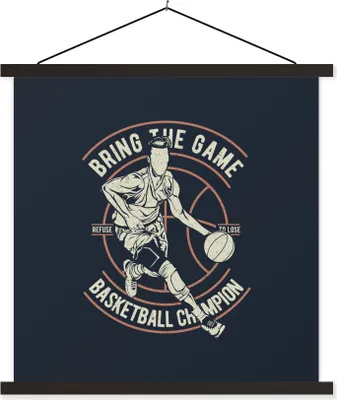 Produktbild von MuchoWow® Textilposter Basketball - Sport - Jahrgang 90x90 cm mit schwarzem Rahmen - Magnetisches