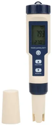 Productafbeelding van Draagbare waterkwaliteitsmeter 5-in-1 - Apparaat voor pH-, EC-, temperatuur- en zoutgehaltsmeting - Nauwkeurigheid ±2%