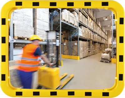 Imagen del producto de Espejo de seguridad/tráfico, dimensiones 600 x 800 mm, acrílico, color amarillo/, ángulo de visión de aproximadamente 110 grados, alcance de 22 metros