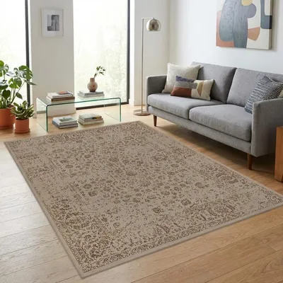 Produktbild von TapisTrend Designerteppich Beige 160x230 cm Vintage-Orientalteppich mit floralen Mustern im Used-Look und dekorativer Bordüre für Wohnzimmer und Schlafzimmer