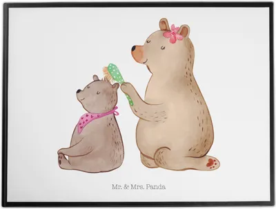 Produktbild von Mr. & Mrs. Panda Schreibunterlage Bär Kind - Weiß - Geschenk, schreibtischauflagen, tischauflagen, Muttertag, Familie, Unterlage Schreibtisch, schreibtischunterlagen