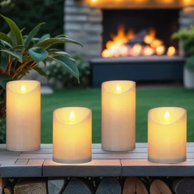 Zdjęcie produktu dla Marrakesch zestaw 4 świec LED w kolorze kremowo-białym 7,5 cm w 2 rozmiarach | świeca LED z prawdziwego wosku z funkcją timera do świeczników adwentowych i dekoracji świątecznych