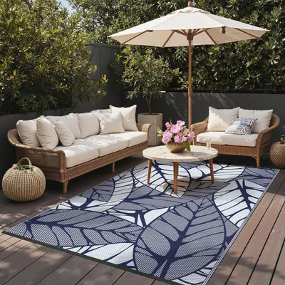 Produktbild von Wetterfestes Outdoor-Teppich 150x240 cm mit Blättermuster