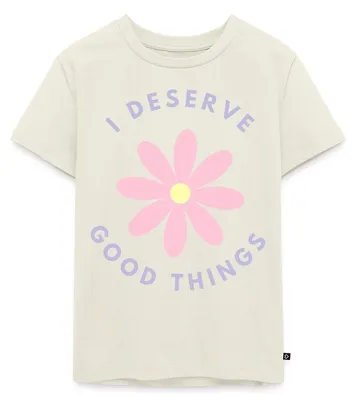 Produktbild von Spreadshirt I Deserve Good Things Statement Hippie Spruch Blumen Kinder Premium T-Shirt, 122/128 (6 Jahre), Naturweiß