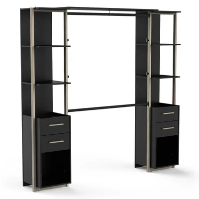 Produktbild von Mono Offener Kleiderschrank - 210x42x204cm - schwarz/Eiche Nachbildung