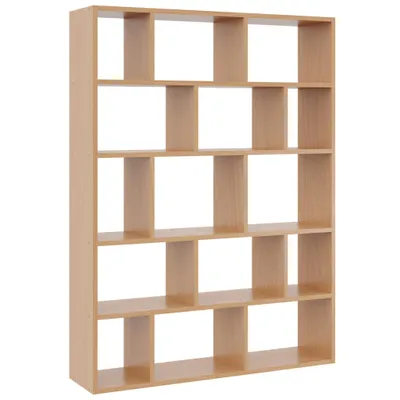 Produktbild von Hängende Bibliothek in Buche – Modernes Wand-Bücherregal mit offenen Fächern im Skandinavischen und Modernen Stil für Wohnzimmer, Büro und Schlafzimme