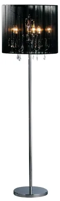 Stehlampe mit Kerzenhalter, Stoffschirm, schwarz, 168 cm, E14