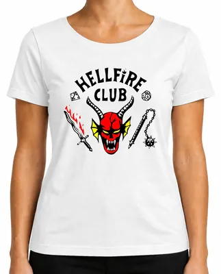 Immagine prodotto di HELLFIRE CLUB Demon Skull Horns D20 Flaming Sword Role Playing Maglietta da donna, bianco, S