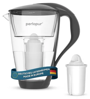 Glas-Wasserfilter anthrazit 2 l inkl. 1 Filterpatrone