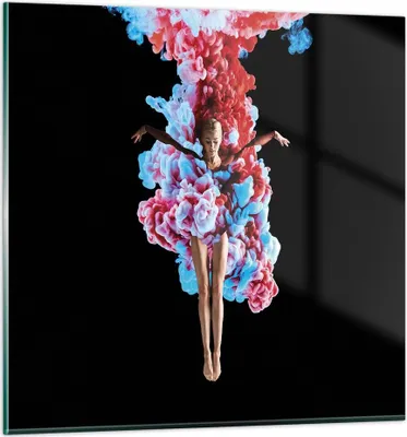 Produktbild von Bilder auf glas - Einteilig - Mädchen bunt Rauch - 50x50cm - Glasbilder - Wandbilder - Bilder - zum Aufhängen bereit - Wanddekoration aus Glas - Glas Bilder - Wandbild auf Glas - GAC50x50-4505