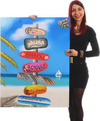 Obrázek produktu pro Olejomalba Street Sign, 100% ručně malovaná nástěnná malba XL, 100x75cm
