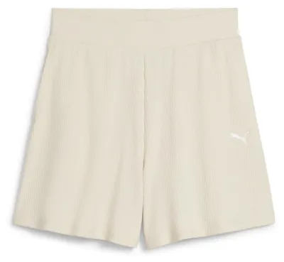 Immagine prodotto di Pantaloncini corti a vita alta Puma ESS ELEVATED con bordino a costine 5' - bianco, taglia: XL