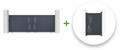 Produktbild von Schiebetor 4m VELETA H.140cm + Gartentür 1m VELETA H.140cm aluminium grau