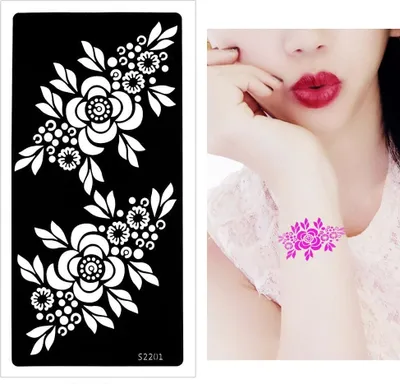 Produktbild von Henna Tattoo Schablone Airbrush Stencil Blume