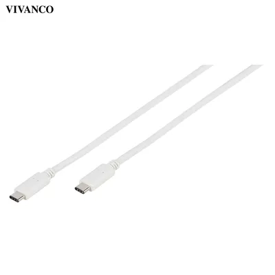 Produktbild von ViVanco™45293, 1 m, USB C, USB C, USB 3.2 Gen 2 (3.1 Gen 2), Männlich/Männlich, Weiß