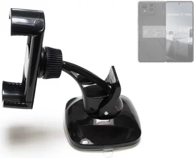 Produktbild von K-S-Trade kompakte Handy-Halterung Windschutzscheibe kompatibel mit Asus Zenfone 11 Ultra Armaturenbrett schwarz Autohalterung KFZ Halter