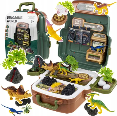 Obrázok produktu pre Dinosaurus Kufrová Sada Veľká Xxxl Figúrky Vajíčka Vulkán Dinosaury Batoh