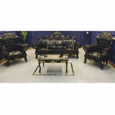 Produktbild von Casa Padrino Barock Wohnzimmer Möbel Set Schwarz / Gold - Barockstil Möbel