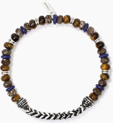 Produktbild von 2 jewels Armband Herren 232566 Edelstahl, Lapis, Pietersit, Tiegerauge 19 cm