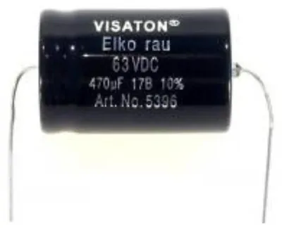 Obrázok produktu pre Visaton VS-470/63BA, Fixed capacitor, Cylindrický, Červená, Jednosmerný prúd, 470000 nF, 10%