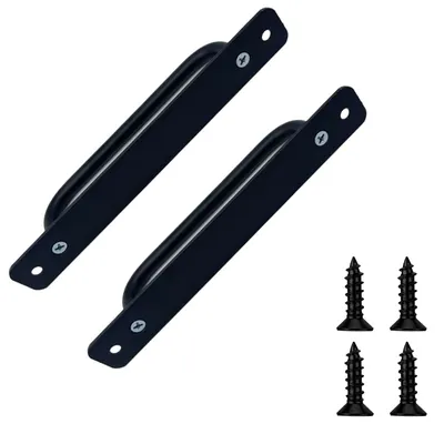Image de 2 poignées de meuble, porte coulissante en fonte, acier inoxydable noir, poignée de porte avec 4 vis