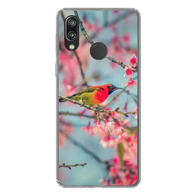 Produktbild von MuchoWow® Handyhülle Schutzhülle Hülle für Huawei P20 Lite (2020) Vogel - Sakura - Farben Silikon Softcase Handy Hülle - Kartenhalter