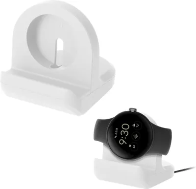 Produktbild von kwmobile Kabellose Ladestation kompatibel mit Google Pixel Watch 2 Halterung - Ladeständer-Halter für Smartwatch - Fitnesstracker Halter - Weiß