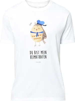 Produktbild von Mr. & Mrs. Panda T-Shirt Eule Matrose - Weiß - Geschenk, Heimathafen, Jersey-Shirt, Ehe, Freundin, S, Tshirt, Lustiges, Basic-Shirt