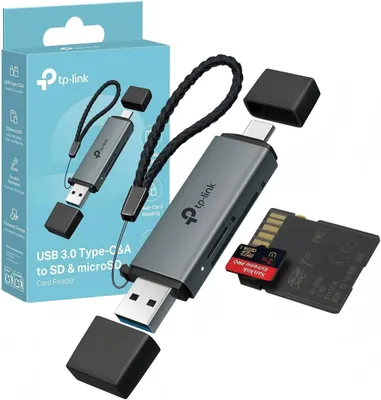 Productafbeelding van TP-Link UA430D, MicroSD (TransFlash), SD, Zwart, 200 Mbit/s, USB 3.1, 75 mm, 22,9 mm