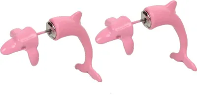 Produktbild von 3D Delphin Ohrstecker Ohrringe in der Farbe rosa